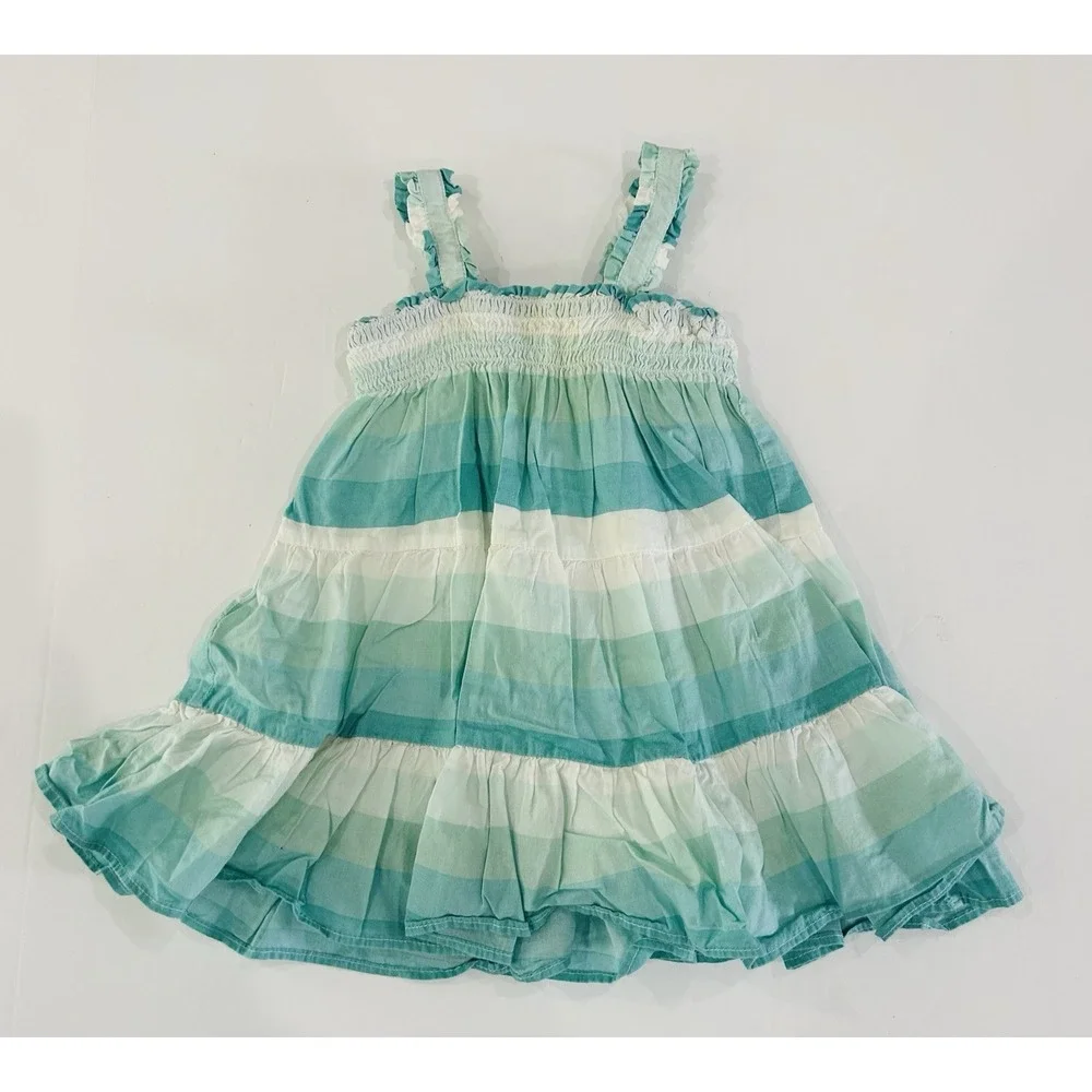 Baby GAP Striped Toile Summer Dress Baby Girls 6-12‎ Months Blue Smocked Beach
